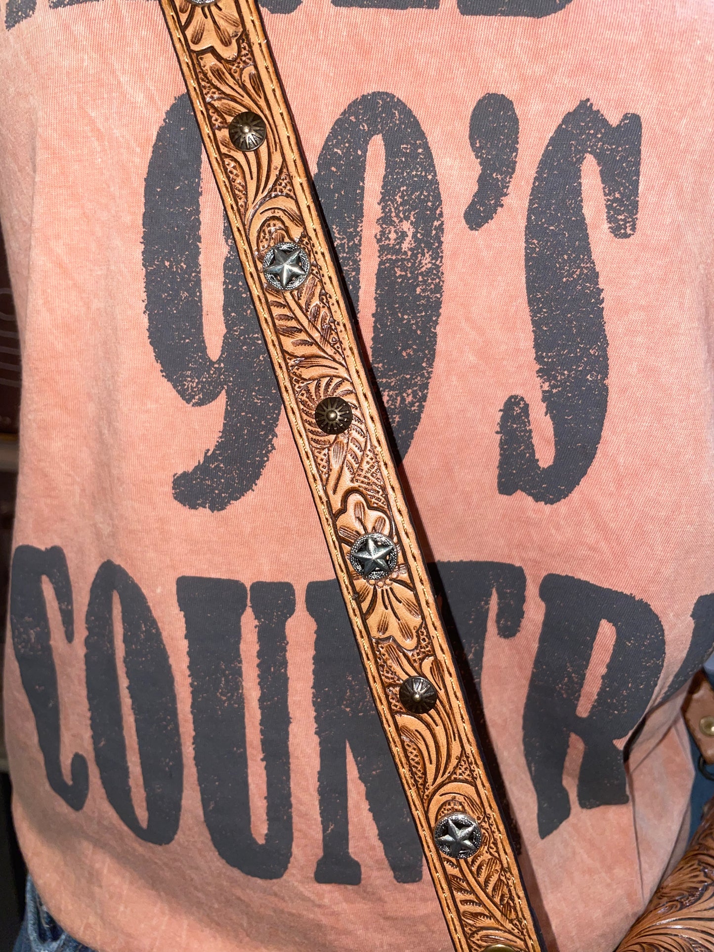 Western Studded Leather Crossbody Purse