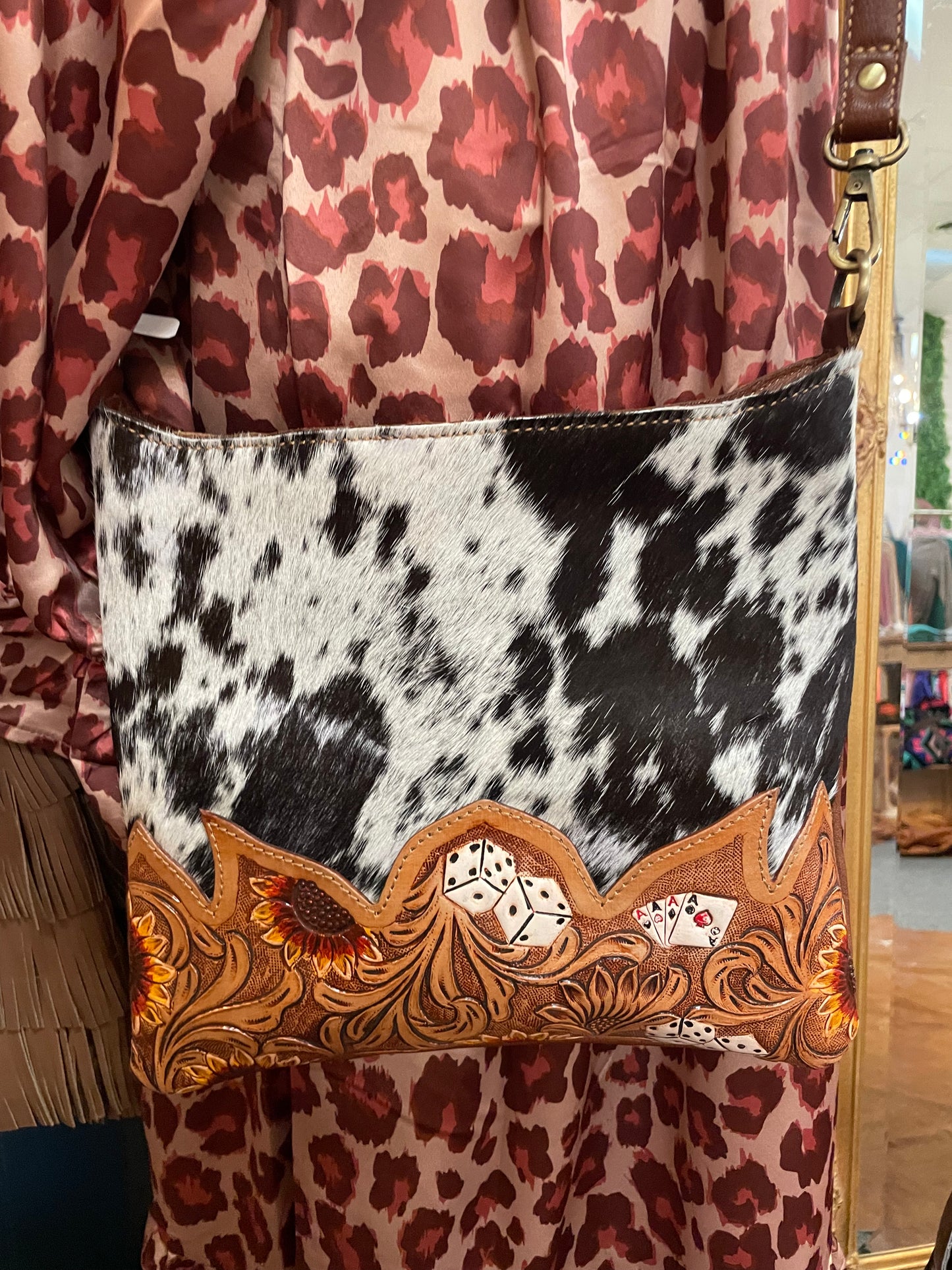 Gambler Cowhide Crossbody // Sunflower & Dice