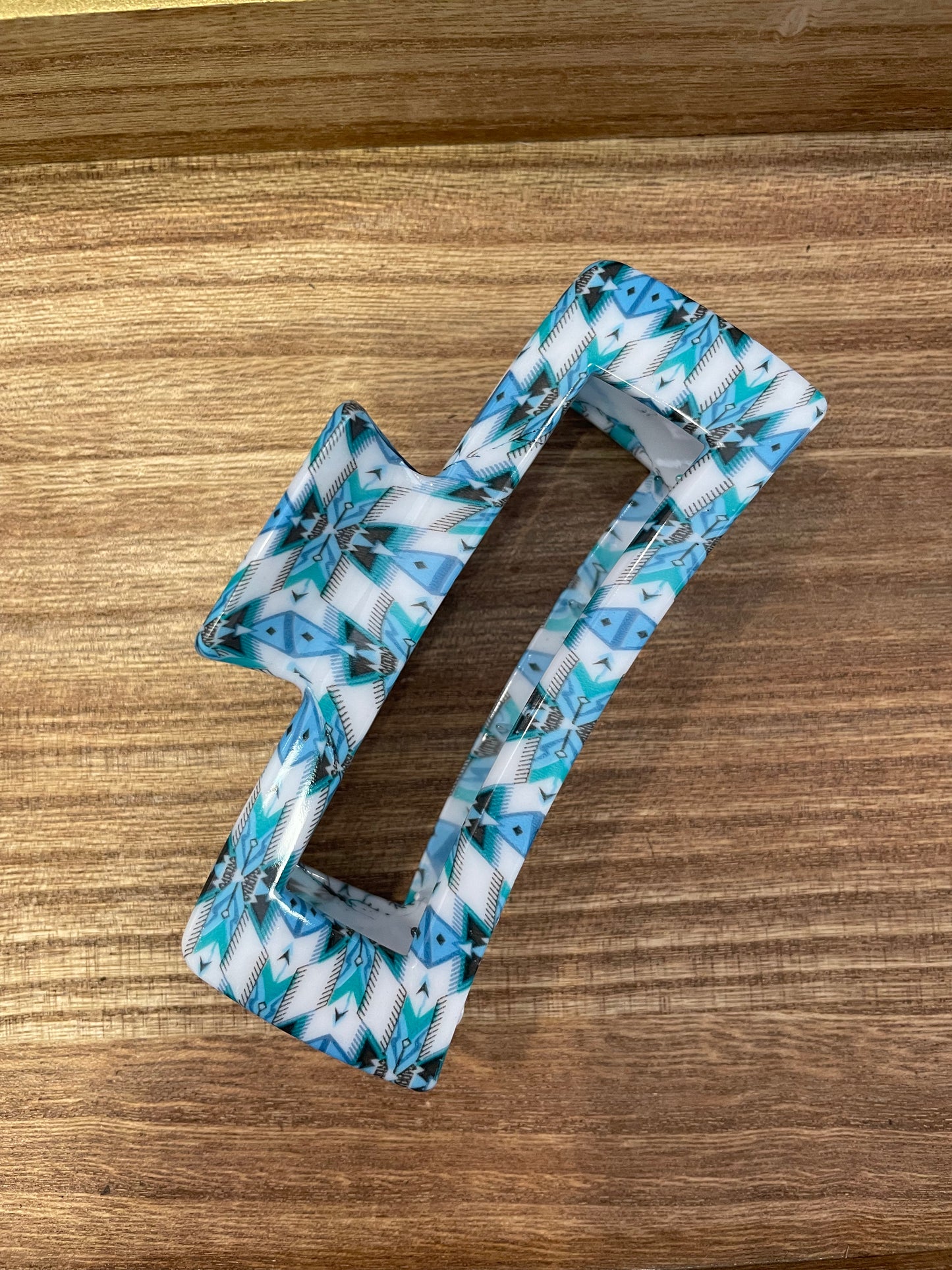 Jumbo Aztec Claw Clip // Turquoise