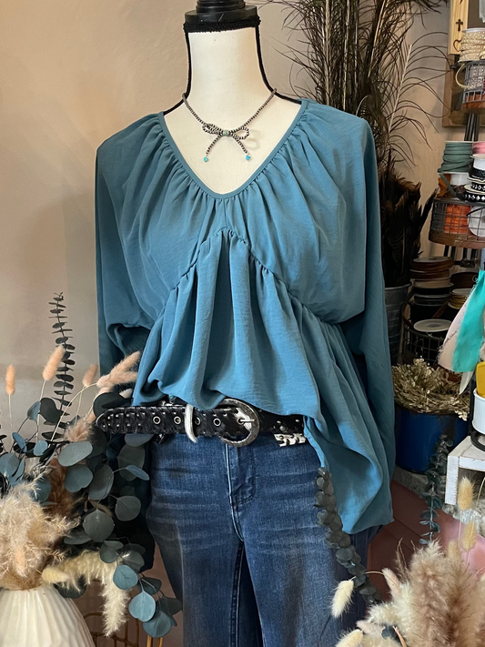 Massie Crinkle Blouse // Turquoise