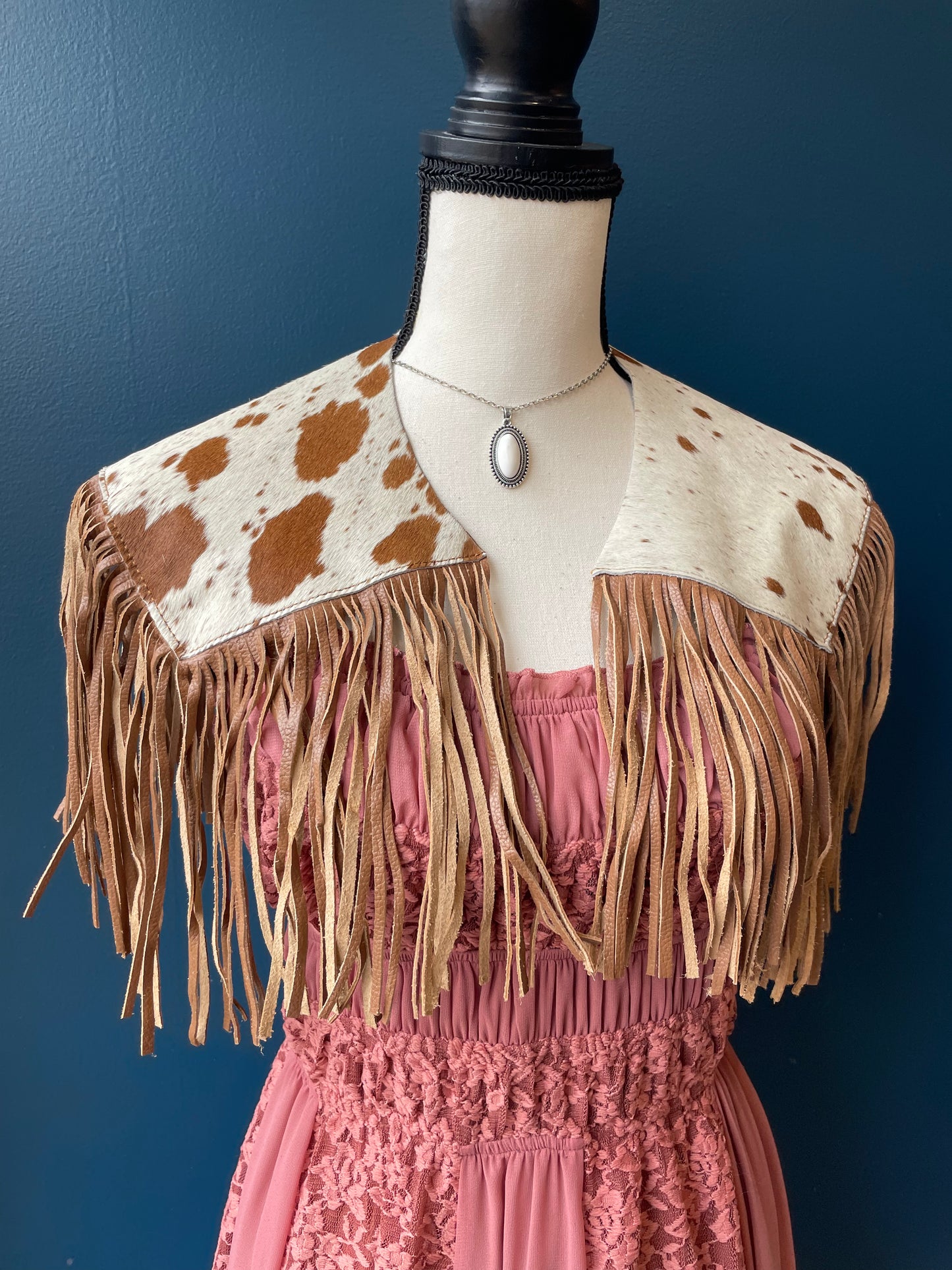 Genuine Cowhide Fringe Statement Cape // Brown