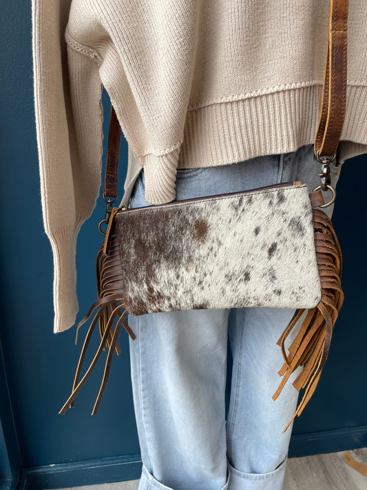 Maverick Cowhide Crossbody Purse // Fringe
