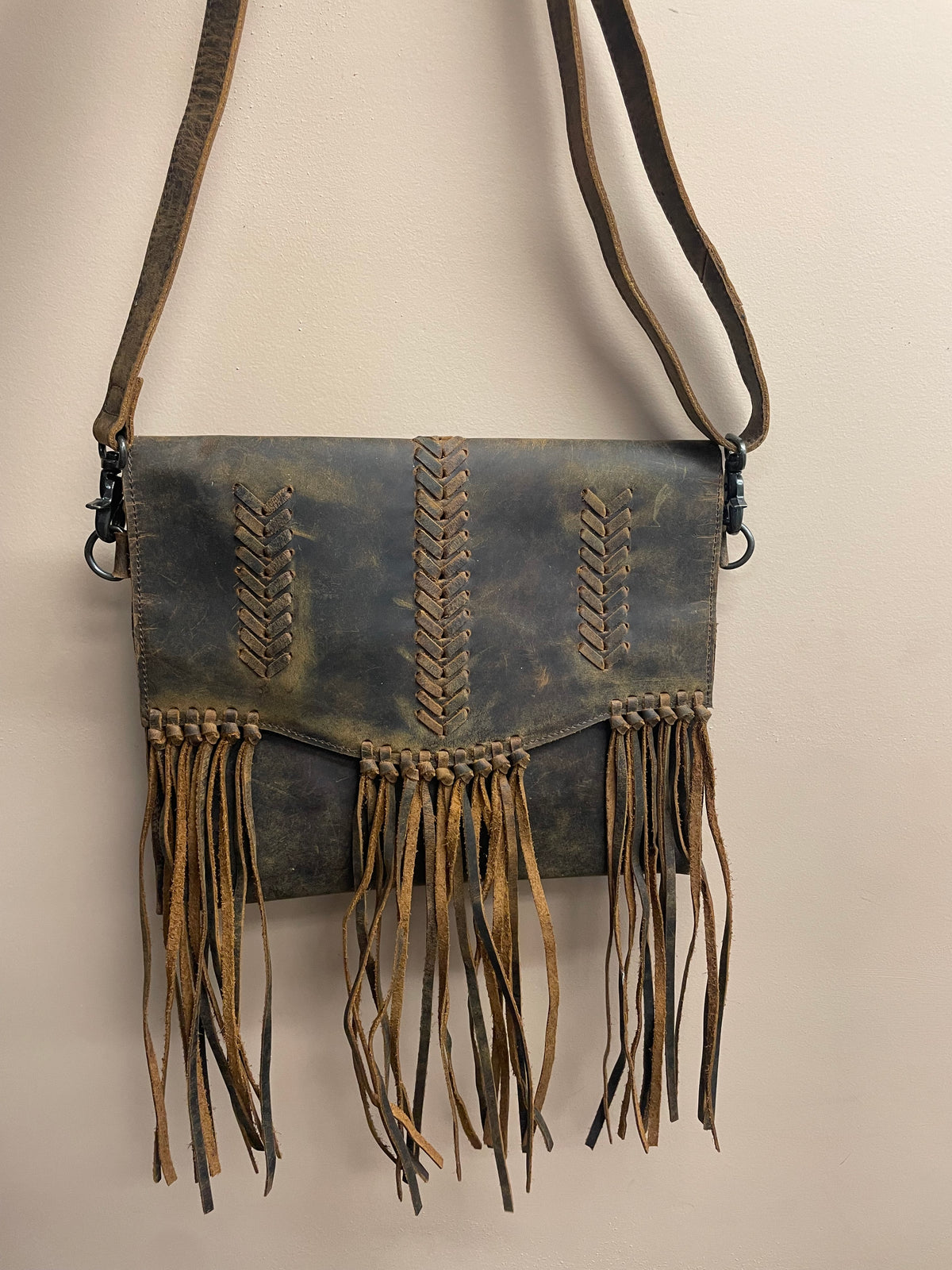 Distressed Leather Crossbody Bag