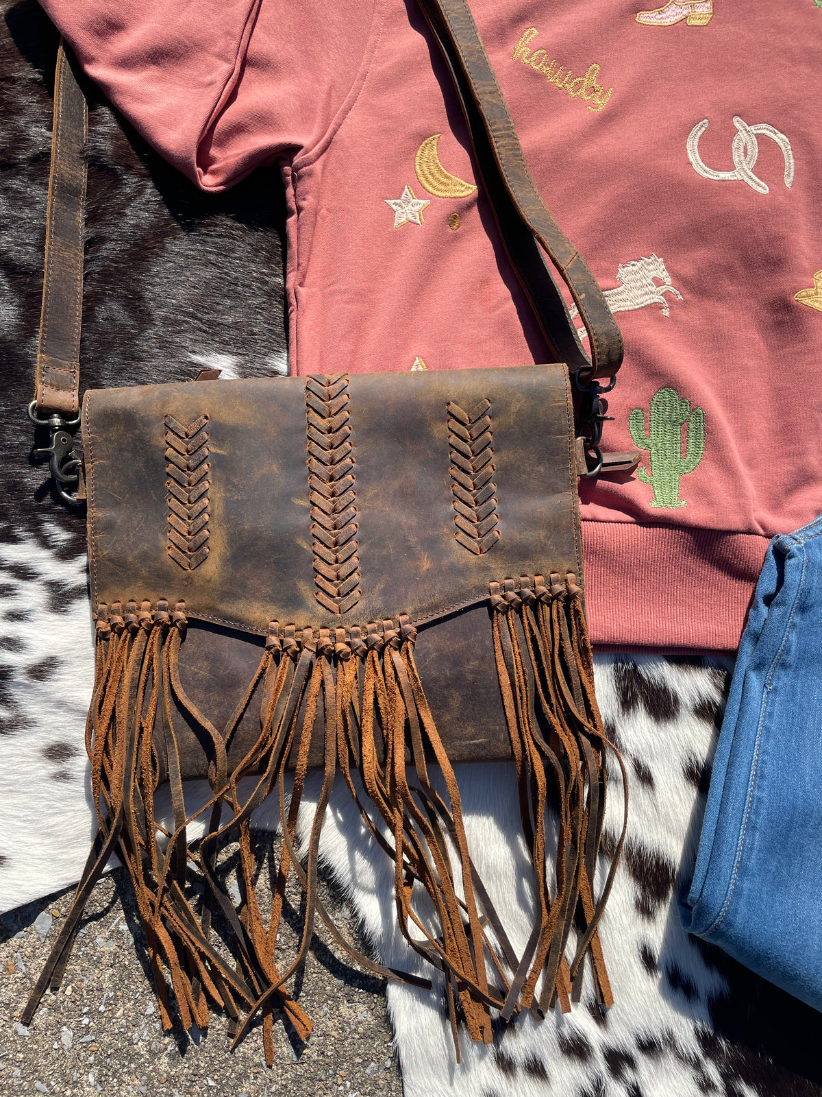 Distressed Leather Crossbody Bag