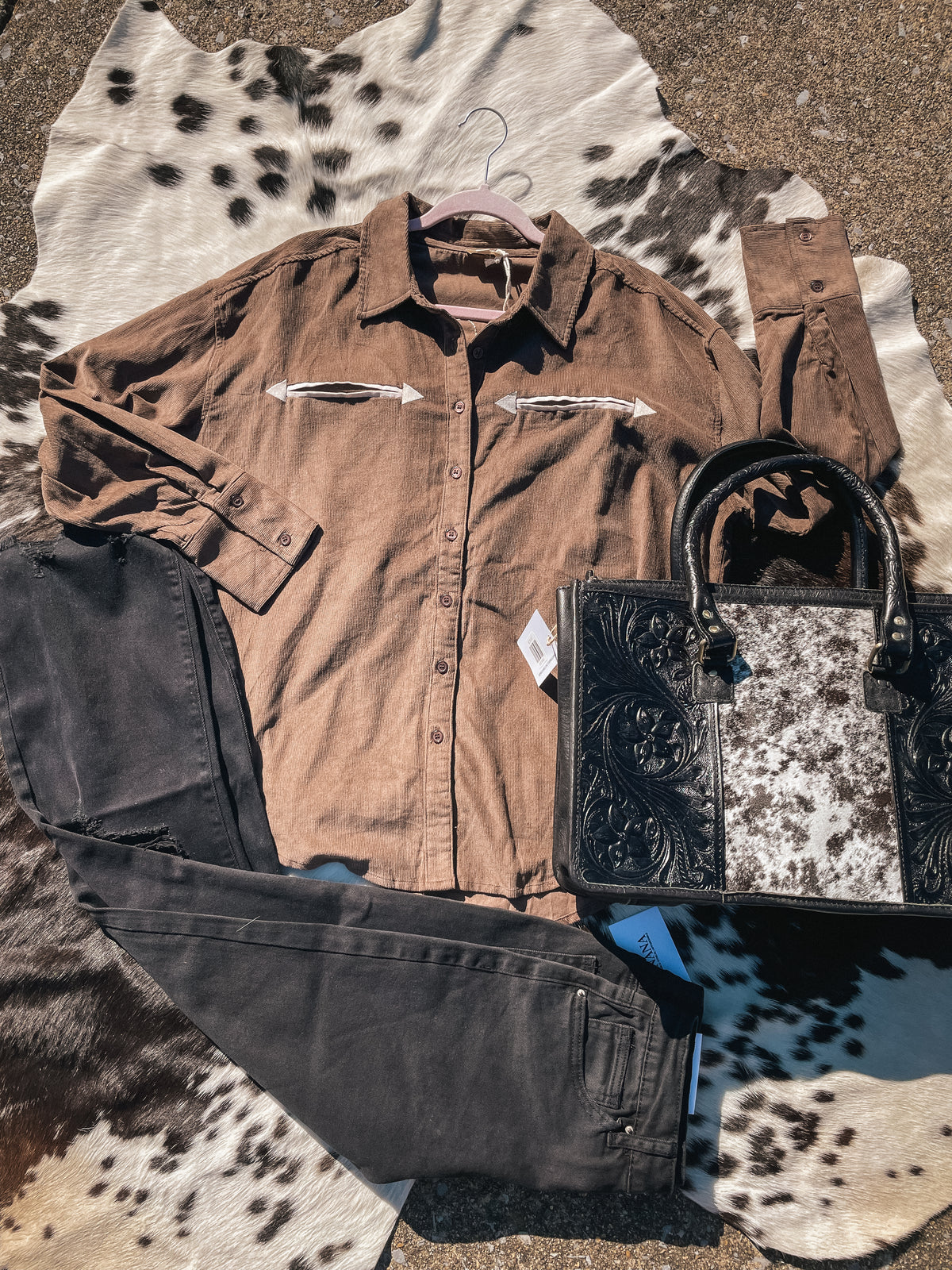 Corduroy Western Button Top